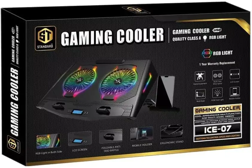 Standard ICE07 Gaming Laptop Cooling Pad Stand with Mobile Holder