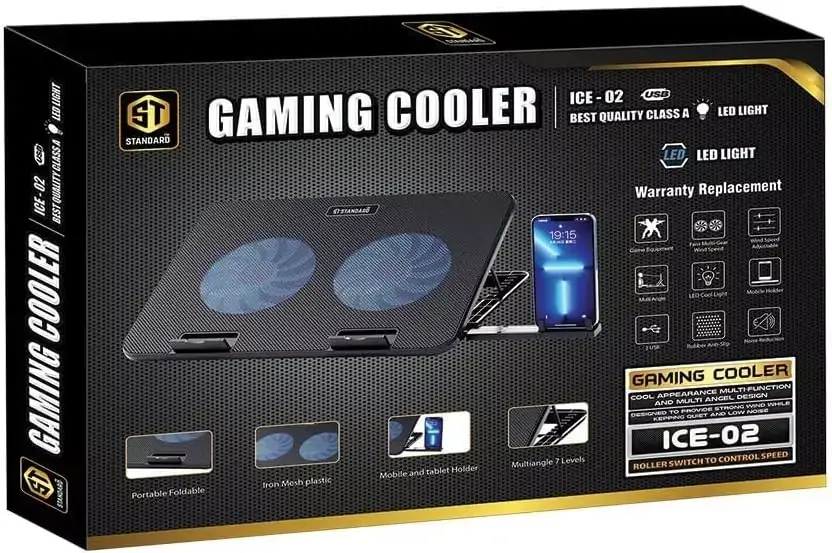 Standard ICE02 Gaming Laptop Cooling Pad Stand with Mobile Holder