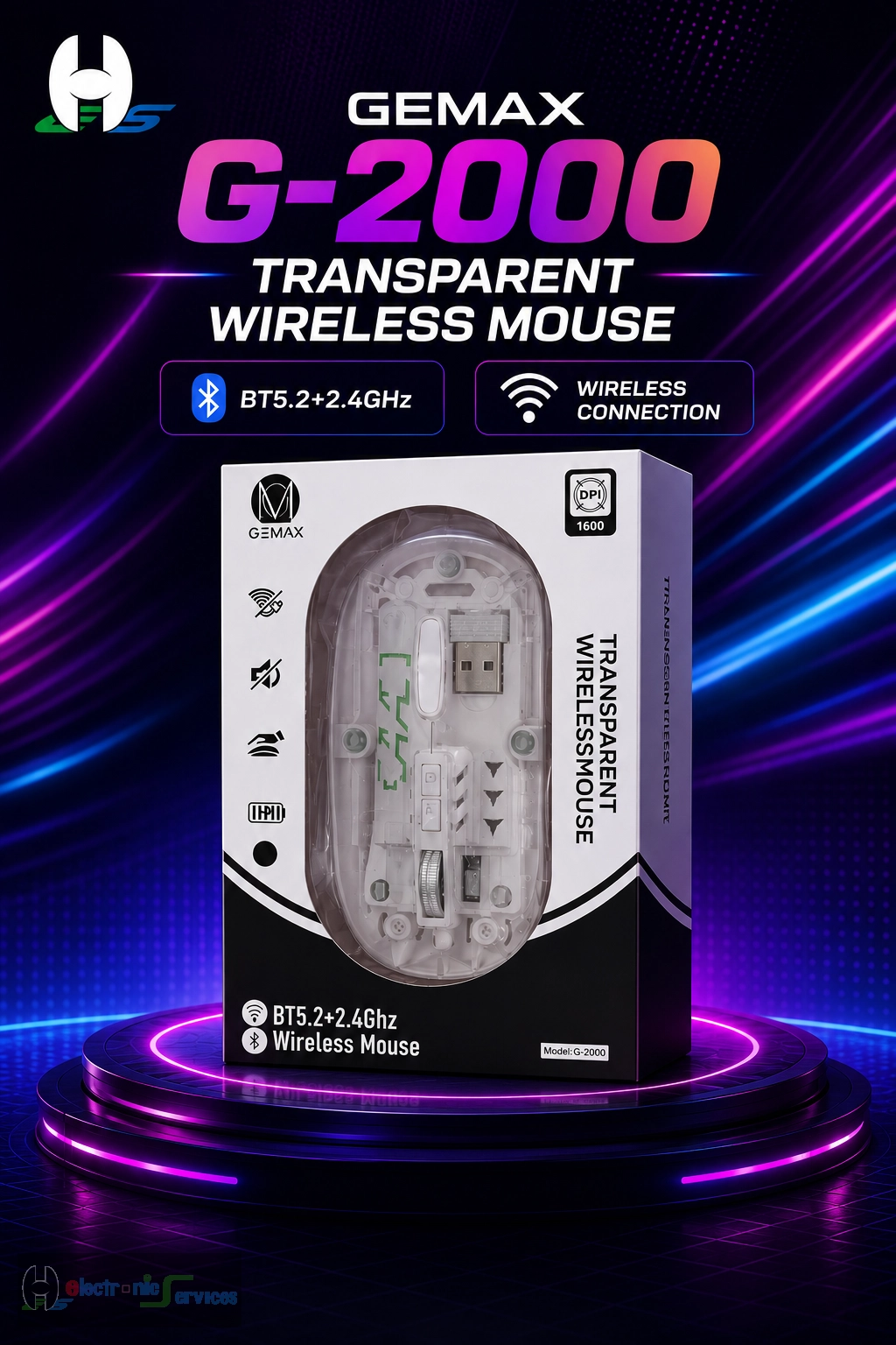 Gemax G-2000 Transparent Wireless Mouse