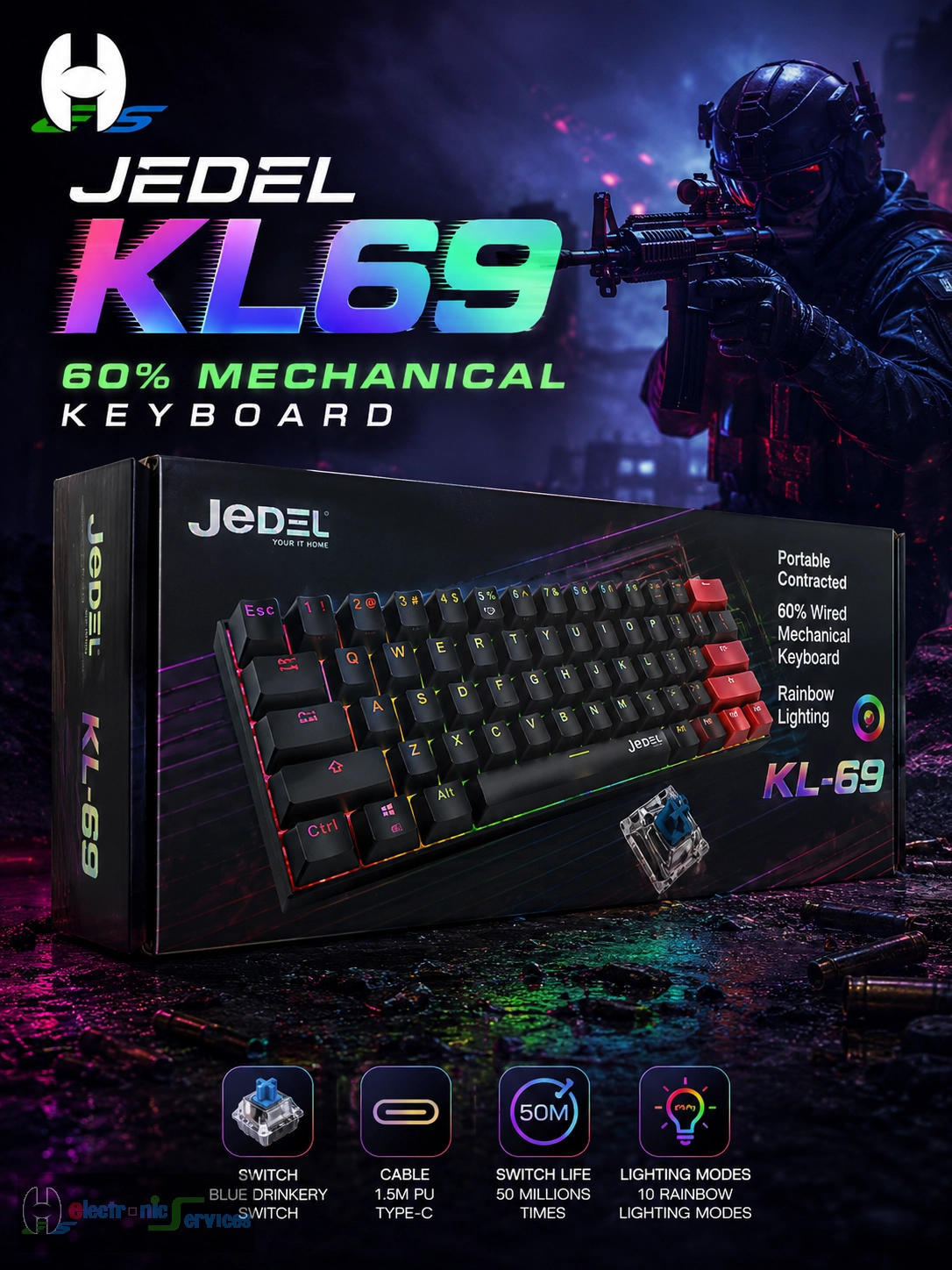 Jedel KL69 60% Mechanical Keyboard