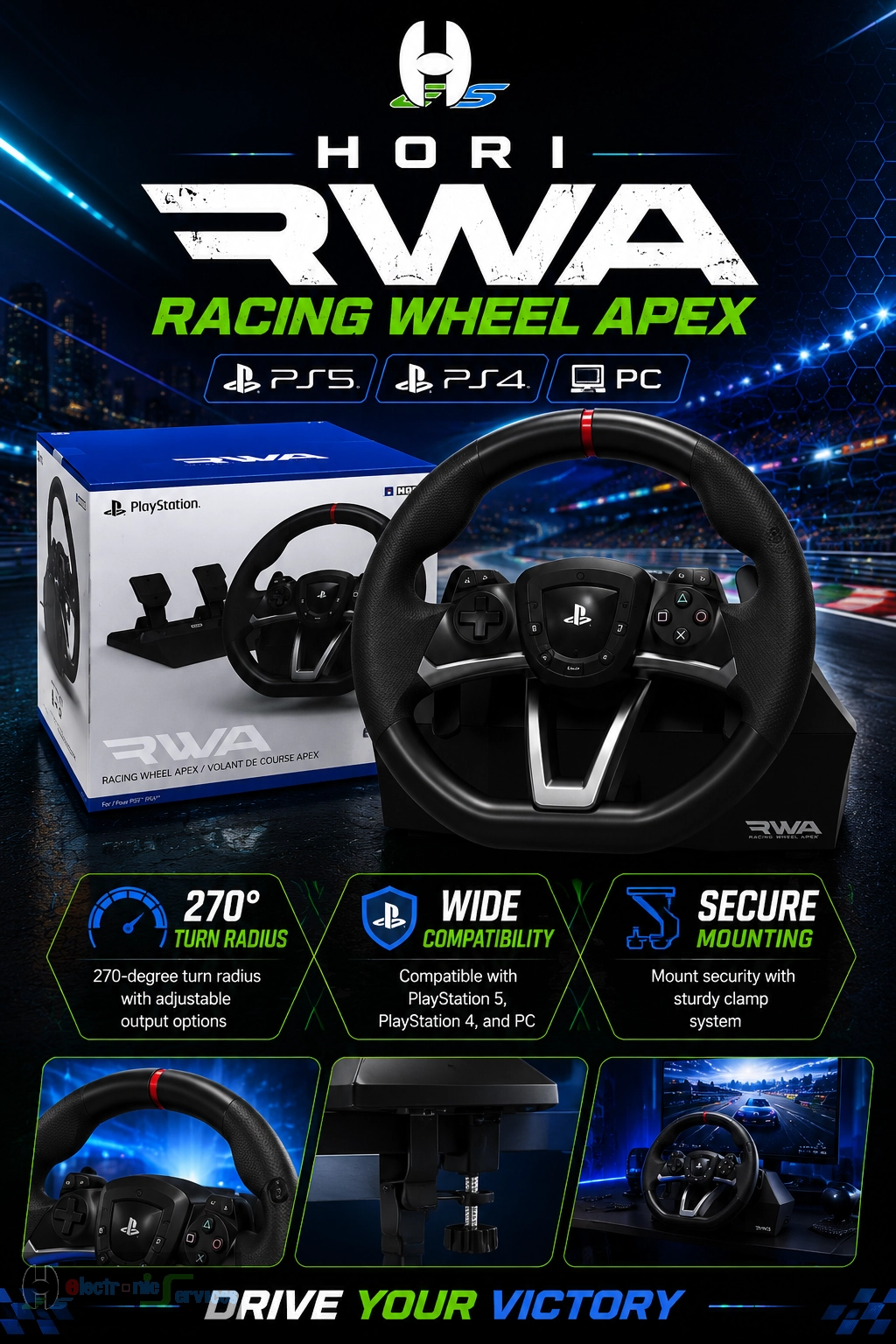 Hori RWA Racing Wheel Apex for PS4, PS5 and PC