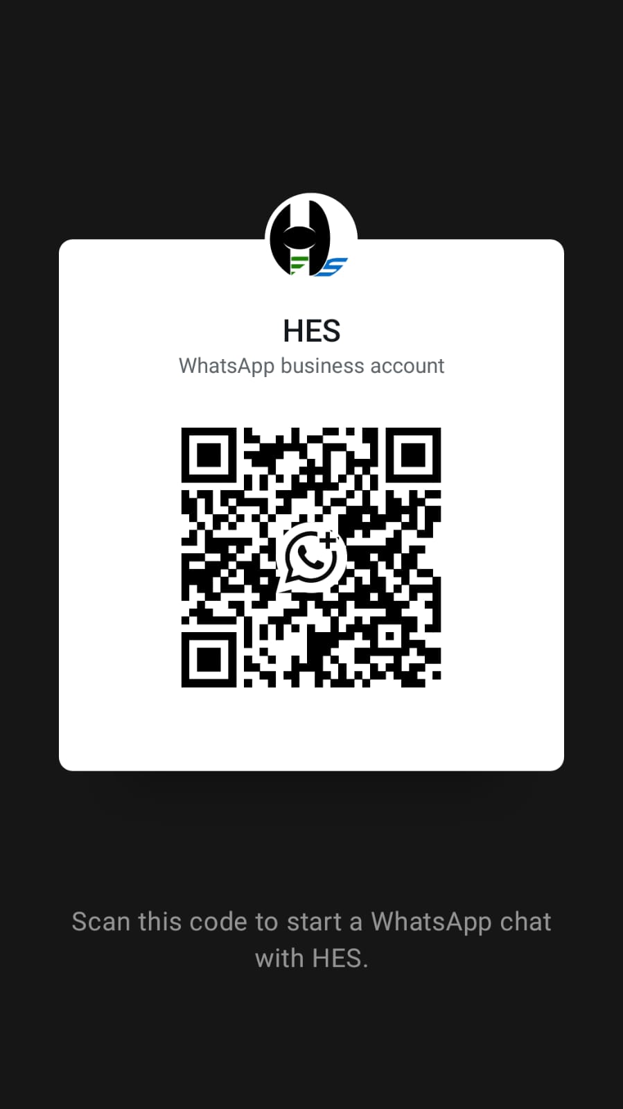 QR code to chat with HES Gaming on WhatsApp